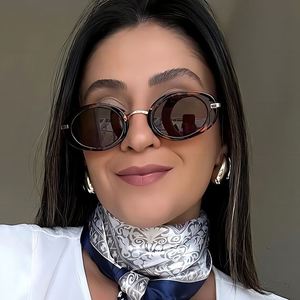 Gafas de Sol Ovaladas Vintage con Logotipo Personalizado para Hombre y Mujer, Montura Pequeña, UV400, Metálicas, Estilo Punk, Redondas - Product Image 3