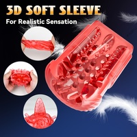 Roter 3D-Texturierter Automatischer Stoß- und Rotations-Masturbator für Männer mit Penispumpe, Saugfunktion und Blowjob-Effekt – Sexspielzeug