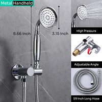 Ensemble de douche vintage 1 poignée avec pommeau de pluie 9 pouces à fixation au plafond, bec de baignoire cascade, douchette à main et inverseur 3 voies