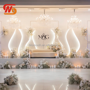 SMOOTH High Quality Wedding Stage PVC Backdrop <b>White</b> Walkway Arch Backdrop <b>Panel</b> With LED Light - Product Image 1