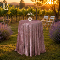 Nappe de table en velours écrasé de luxe Uvenue avec paillettes brillantes, couvre-table rond pour une décoration élégante de mariage et de banquet