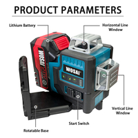 Niveau laser 4D industriel vert auto-nivelant 360 degrés horizontal vertical 12 lignes avec batterie au lithium