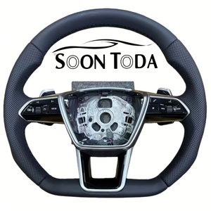 Volant en cuir noir pleine fleur à fond plat pour <span class=keywords><strong>Audi</strong></span> A4 B8 <span class=keywords><strong>Sline</strong></span> S3 8V A3 RS3 SQ5 8P A5 A6 C6 S5 RS4 A5 A7 B8 S4 – Vente en gros - Product Image 1