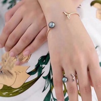B132 Bracelets en argent sterling 925 plaqué or avec perles de Tahiti véritables de 9-12 mm, bijoux fantaisie d'eau salée, ajustables pour femmes, vente en gros