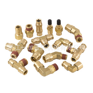 Push <b>Lock</b> Brass DOT Air Line Fittings Kit 64 Pcs NPT <b>Threaded</b> Quick Connect for Air Brake Systems - Product Image 2