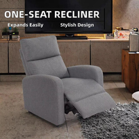Chaise moderne de canapé inclinable à siège unique avec cadre gonflable extensible en bois/métal pour le salon avec revêtement en cuir synthétique