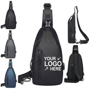 Venta al por mayor de moda de un solo hombro bandolera con carga USB personalizado al aire libre de gran capacidad bolso de pecho de los hombres con el logotipo - Product Image 1