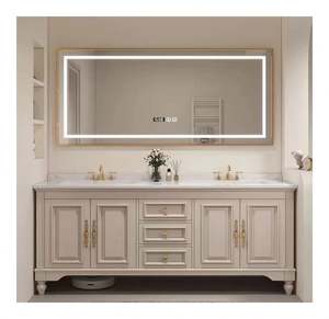 Meuble de sol américain rétro minimaliste, design personnalisé, meuble-lavabo de salle de bain avec miroir intelligent - Product Image 1