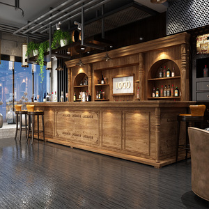 Stile europeo in legno massello retrò <span class=keywords><strong>Bar</strong></span> angolo angolo angolo acqua <span class=keywords><strong>Bar</strong></span> bancone cassa bancone Design Front desk - Product Image 3