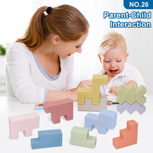 맞춤형 부드러운 고무 블록 - 쌓기 및 치아발육 장난감, 대형, 10개 교육용 어린이 장난감 (조립 및 놀이용) - Product Image 5