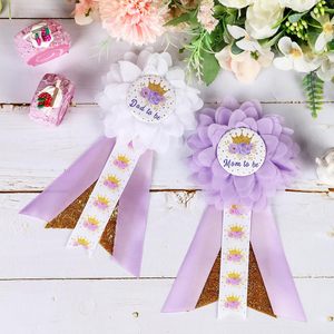 Kit de ceinture de maternité Princesse pour baby shower, violet et or, avec épingles de corsage pour future maman et future papa - Product Image 6