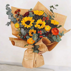 Carta da Imballaggio per Fiori in Stile Giornale Kraft, Carta Reversibile per Bouquet Floreali, Design in Stile Giornale Kraft Marrone per Feste e Matrimoni - Product Image 5