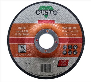 Disque de coupe abrasif ultra-mince haute performance OEM de 4 pouces avec grain de carbure de silicium et d'alumine 60/46 pour acier inoxydable CUSTO 80m/<span class=keywords><strong>s</strong></span> - Product Image 3