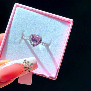 Anelli Gioiello da Principessa Scintillanti Placcati in Argento con Pietra Rossa a Cuore Promessa per Donna - Product Image 4