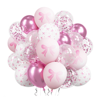 Décorations pour la maison, anniversaires, mariages, fêtes - Ensemble de 30 ballons - Ballons en latex rose avec nœud - Ballons imprimés - Ballons à confettis métalliques