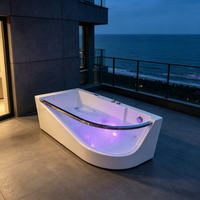 Baignoire d'angle en acrylique 1,65 m avec fonction massage, installation facile, garantie 5 ans, capacité 300L, bain à remous SPA – Offre Spéciale