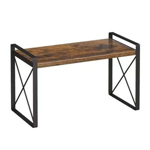 Wooden Double Layer <b>Storage</b> Rack Iron Frame Rectangle <b>Kitchen</b> Spice Organizer Standing Type Multifunctional Shelf <b>Unit</b> - Product Image 1