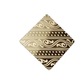 Hot-selling SS 304 316 pvd coating gold color decorative etched stainless steel sheet for inner decoration