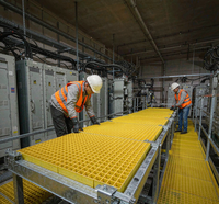 Grilles en PRV non conductrices, panneaux de sol isolants électriques en GRP pour salle de poste de transformation