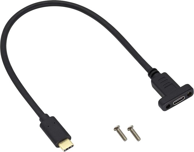 USB Type C 3.1Panel Mount Adapter Cable USB-C 3.1 Gen2 10Gbps Male to USB C Female Panel Mount Screw Extension Cable