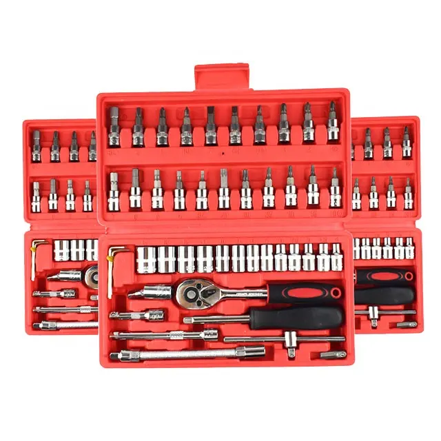 46 pcs Socket Set Repair Tool 1/4-Inch Chave Ratchet Drive Kit Define Auto Reparação Mão Kit Toolbox Storage Case
