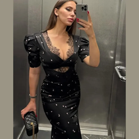 Robes de soirée chic pour femmes, manches longues, mini, chic, col en V, taille cintrée, épaulettes, robe élégante noire pour femmes, 2026