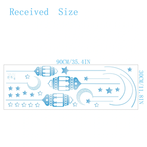Autocollants muraux DAMAI pour l'Aïd, lanterne bleue, lune, étoiles, taille moyenne, décoration intérieure du Ramadan pour fenêtres et portes - Product Image 5