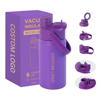 Bouteille d'eau sport en acier inoxydable sans BPA de 12 oz, à double paroi, isolée sous vide, revêtement poudré, anti-fuite, logo personnalisé minimaliste