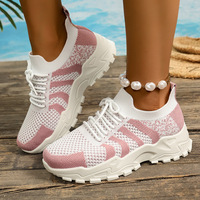 Chaussures de course pour femmes de style européen et américain, sport et loisirs, automne, tissage en maille respirant, confortables, hauteur