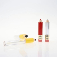 Vente en gros de tubes de gloss à lèvres en plastique jaunes en forme de stylo long, personnalisables, emballages avec logo personnalisé, rouge à lèvres