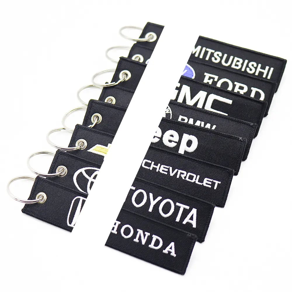 Promotional Gifts Custom Cheap Flight Textile Key Jet Tag Fabric Embroidery Motorcycle Car jet tag Keychains