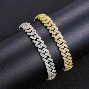 10 Mm Cuban Chain Trend Style Men's Bracelet Set Of Gold And Copper Material