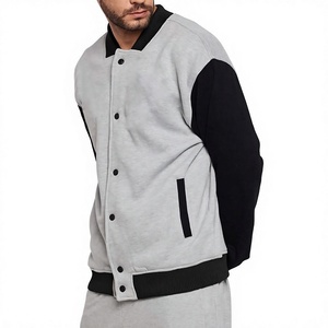 Chaqueta Varsity Gris y Negra para Hombre, Estilo Béisbol Casual, Tela de Lana, Transpirable, Corte Regular, Cuello Alto, Botones de Cuerno, Ropa de Invierno - Product Image 4