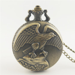 빈티지 개성 목걸이 포켓 시계 인기 있는 청동 앤티크 독수리 디자인 포브 쿼츠 펜던트 시계 목걸이 체인 포함 - Product Image 3