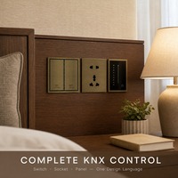 Interrupteur mural intelligent KNX 2 gangs 2 commandes, construction métallique, indice de protection IP20, télécommande, domotique pour maisons de retraite