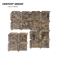 Mosaïque en marbre brun foncé Emperador de Centurymosaic, mosaïque géométrique pour mur et sol, carrelage pour crédence de cuisine, hôtel