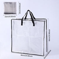 Sac de rangement pliable en PP tissé transparent avec fermeture éclair, anti-poussière et étanche, pour voyage, placard et sous lit