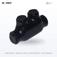 Connecteur multi-tirs isolé BAREP à double entrée 2 ports, 14-2 AWG Cu/Al, homologué UL 486A-486B, raccord PVC noir pour câble d'alimentation