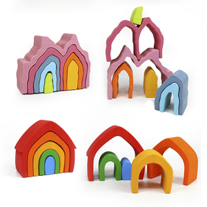 Bricolage assemblé blocs de construction Montessori blocs arc-en-ciel en bois jouet bois empilé <span class=keywords><strong>jeu</strong></span> <span class=keywords><strong>d</strong></span>'équilibre jouets éducatifs pour enfants cadeaux - Product Image 2