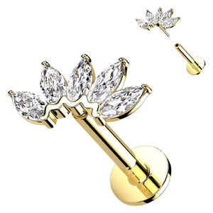 Boucles d'oreilles labret personnalisables en or massif 14K avec filetage interne, diamants de laboratoire, bijoux de piercing raffinés, vente en gros, tige 18G 16G - Product Image 3
