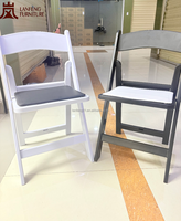 Chaise pliante en résine avec coussin d'assise interchangeable, coussin blanc, noir, rouge en option, chaise de location pour mariage, banquet, événement