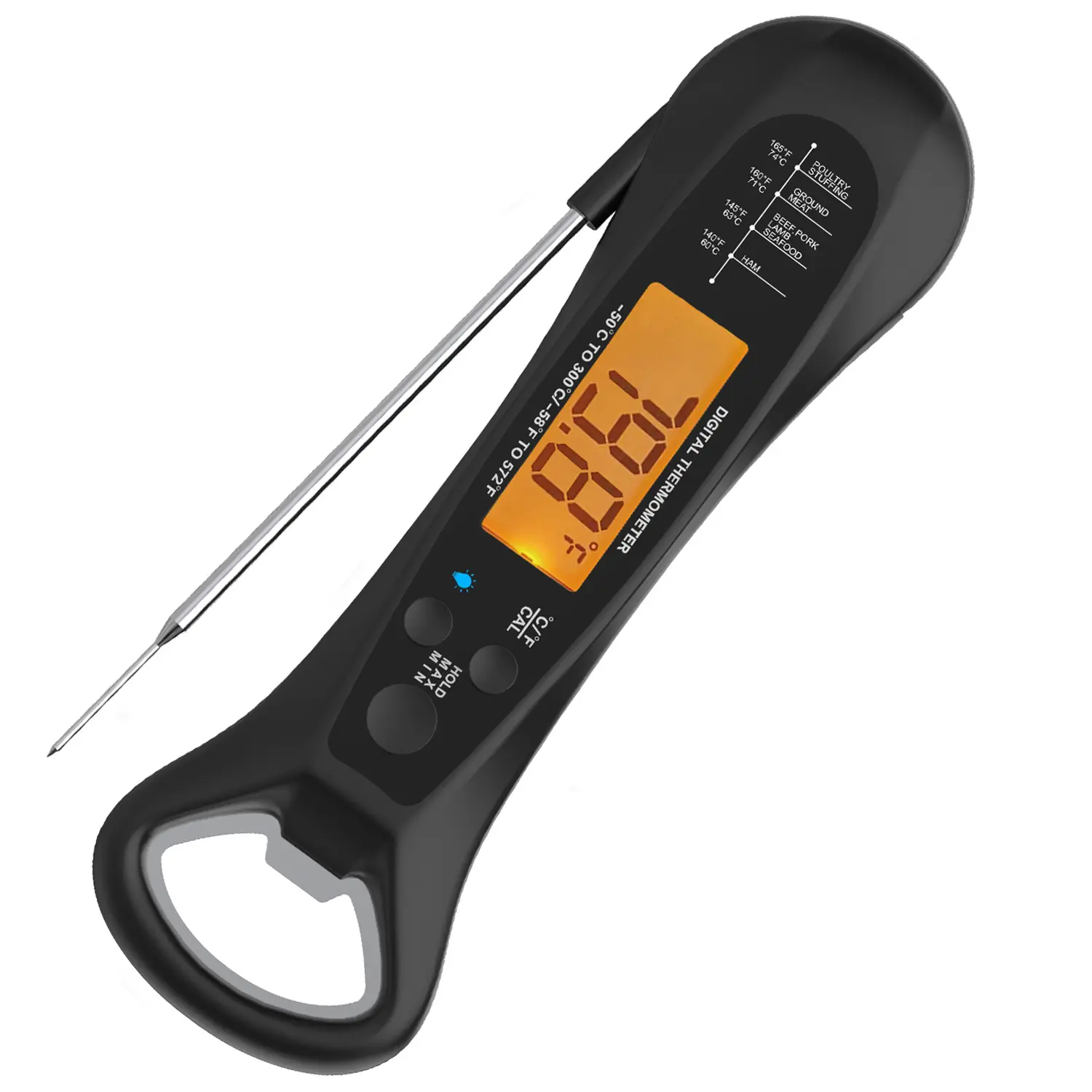 Fabrika mutfak pişirme termometresi büyük ekran dijital ekran hızlı sıcaklık ölçüm termometre tirbuşon ile