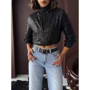 Vestes en velours côtelé noir pour femmes Topshow, vente en gros, avec franges, broderies, sequins, longueur courte, en cuir et polyester, fourrure personnalisée - Product Image 2