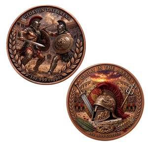 Pièce commémorative double face plaquée cuivre rouge Arène des gladiateurs romains Guerrier du Colisée à collectionner - Product Image 4