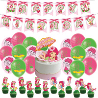 Ensemble de ballons et décorations en papier sur le thème des fraises pour anniversaire de filles, avec bannière de Thanksgiving et du Nouvel An pour filles