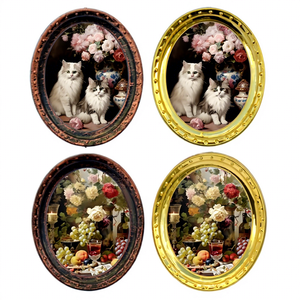 Mini <span class=keywords><strong>peinture</strong></span> à l'huile pour décoration de maison de poupée 1:12, Mini <span class=keywords><strong>peinture</strong></span> à l'huile Rose Cat, Meubles miniatures BJD - Product Image 2