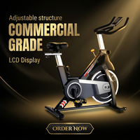 Vélo de spinning commercial robuste pour intérieur, volant d'inertie de 18 kg, siège et guidon réglables multi-positions, écran LCD, capacité de 120 kg