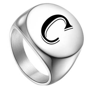 Custom <strong>Signet</strong> <strong>Ring</strong> Stamp Male Band Stainless Steel Letters Custom Jewelry <strong>Rings</strong> Gift for <strong>Men</strong> - Product Image 5