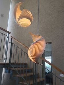 Lampada a Sospensione Moderna in <span class=keywords><strong>Legno</strong></span>, <span class=keywords><strong>Lampadario</strong></span> per Scale a Chiocciola in Stile Giapponese con Logo/Pattern Stampato in 3D - Product Image 6