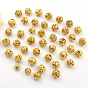 JS1821 Matte Matt Dust Gold Plated <strong>Brass</strong> Filigree Hollow Openwork Round Ball Spacer <strong>Beads</strong> for Bracelet Necklace Jewelry Making